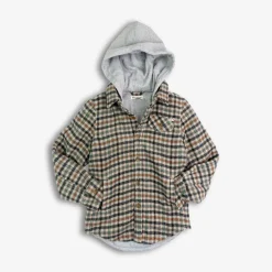 Clearance Appaman Glen Hooded Shirt Beige/TealCheck