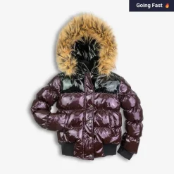 Hot Appaman Kyla Puffer Coat Burgundy/Black