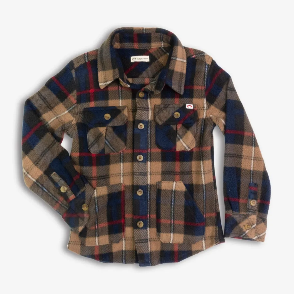 New Appaman Snow Fleece Shirt Navy/KhakiPlaid