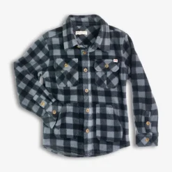Outlet Appaman Snow Fleece Shirt Grey/BlackCheck