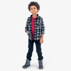 Outlet Appaman Snow Fleece Shirt Grey/BlackCheck